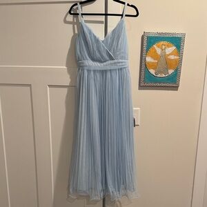 Lulu's Light Blue Mesh Overlay Dress